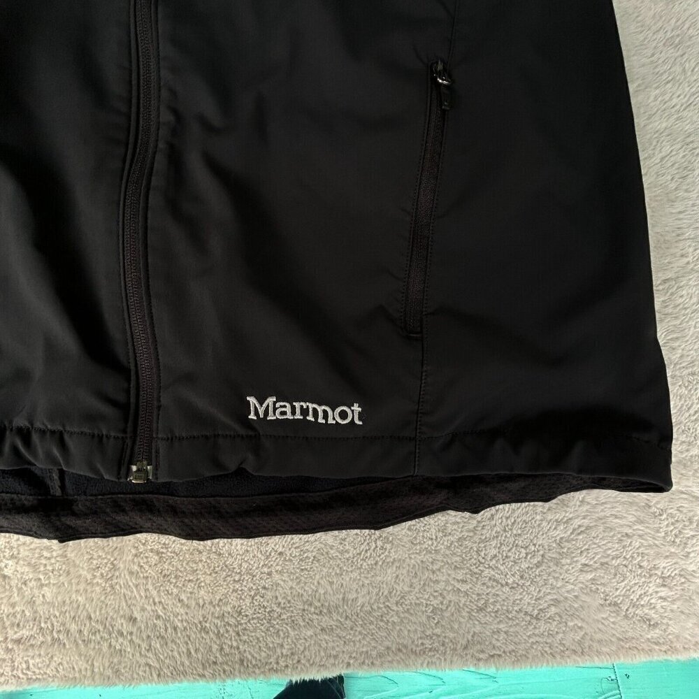 Marmot Approach Vest Black Soft Shell Mens Size L Water Repellent, "CYBEX" logo - Picture 2 of 10